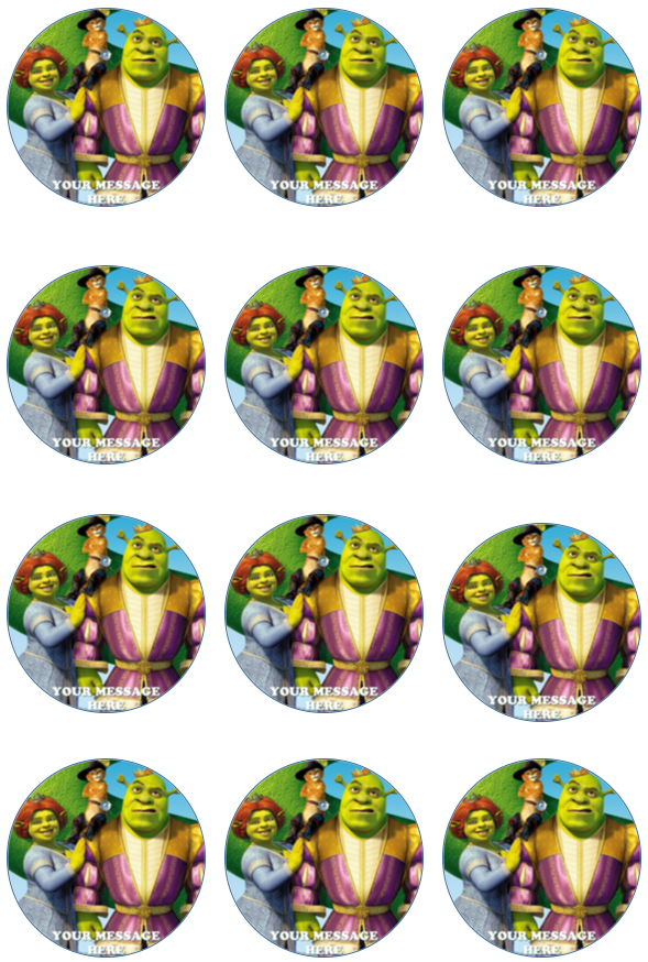 Shrek Edible Cupcake Toppers (12 Images) Cake Image Icing Sugar Sheet Edible Cake Images