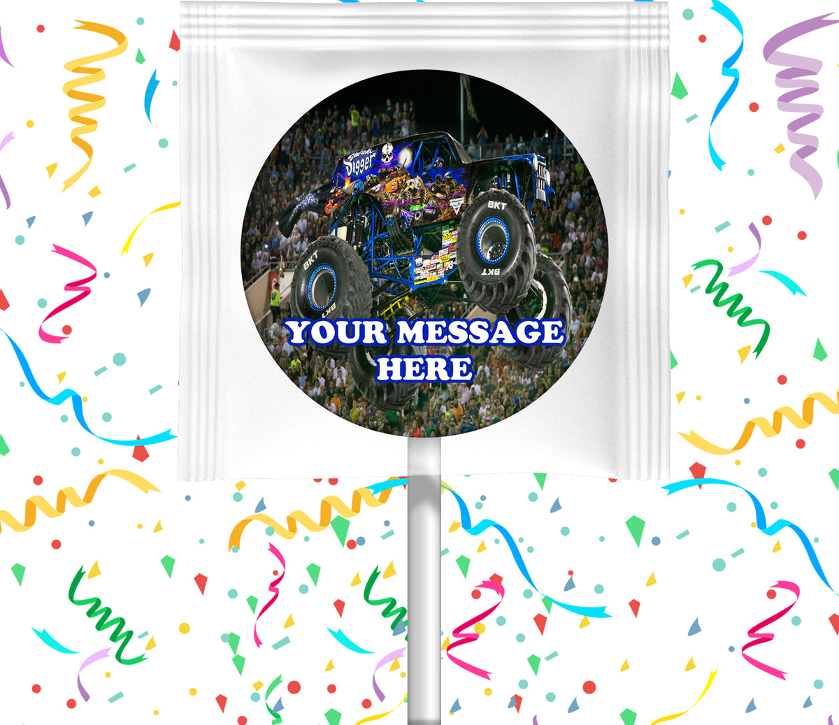 Son Uva Digger Monster Jam Truck Lollipops Party Favors Personalized Suckers 12 Pcs