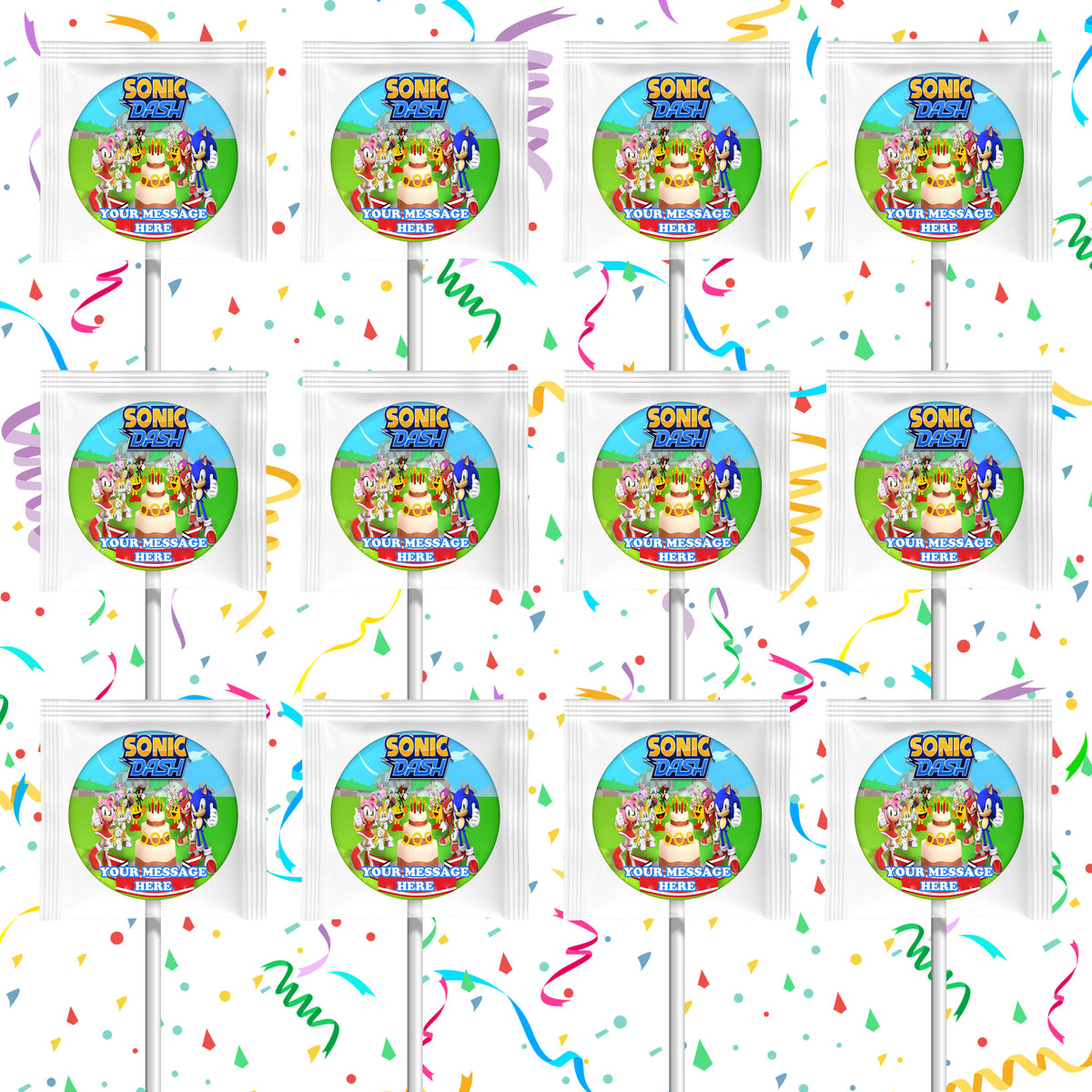 Sonic Dash Lollipops Party Favors Personalized Suckers 12 Pcs