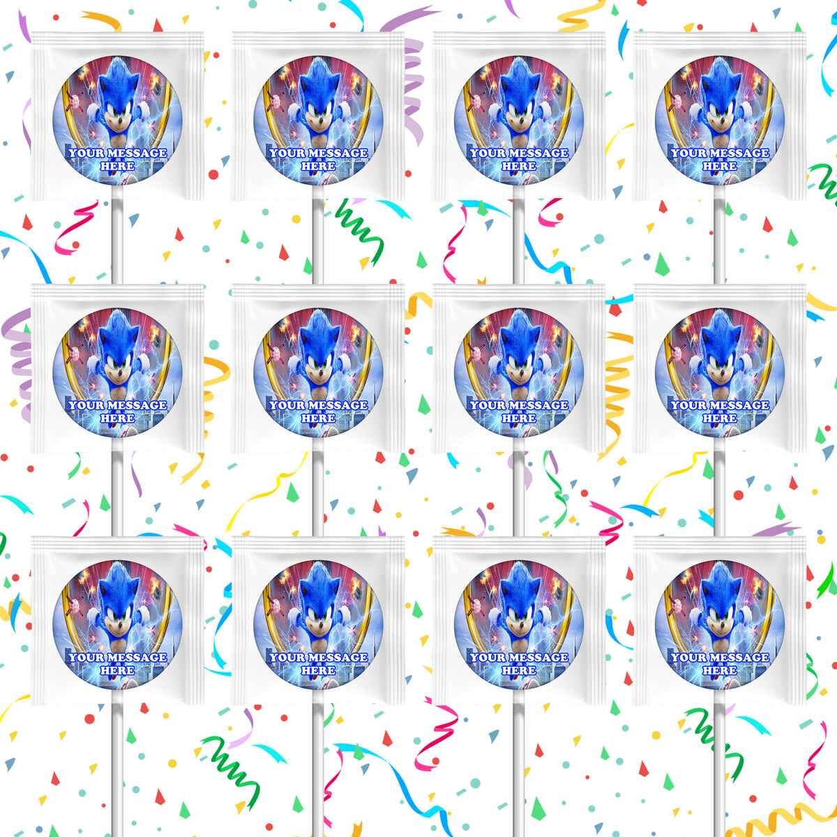 Sonic The Hedgehog Lollipops Party Favors Personalized Suckers 12 Pcs