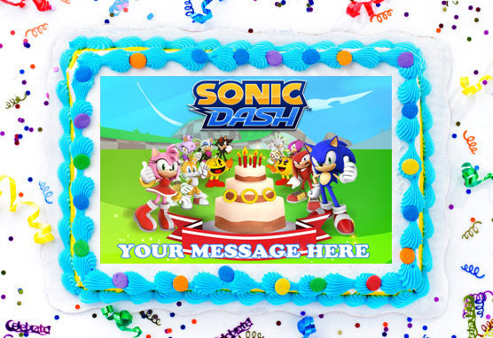 Sonic Dash Edible Image Cake Topper Personalized Birthday Sheet Decoration Custom Party Frosting Transfer Fondant