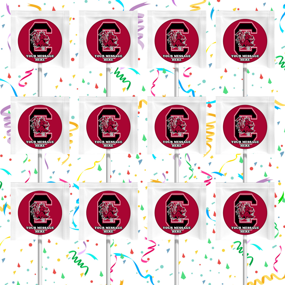 South Carolina Gamecocks Lollipops Party Favors Personalized Suckers 12 Pcs