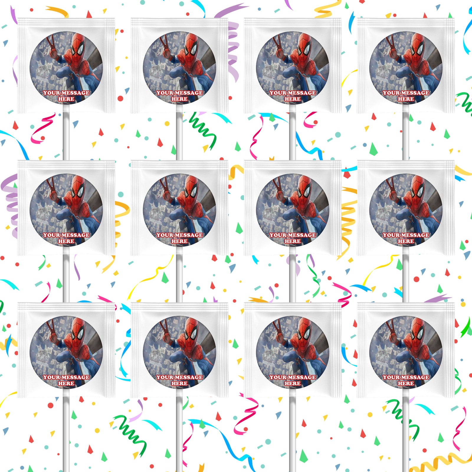 Spider Man Lollipops Party Favors Personalized Suckers 12 Pcs