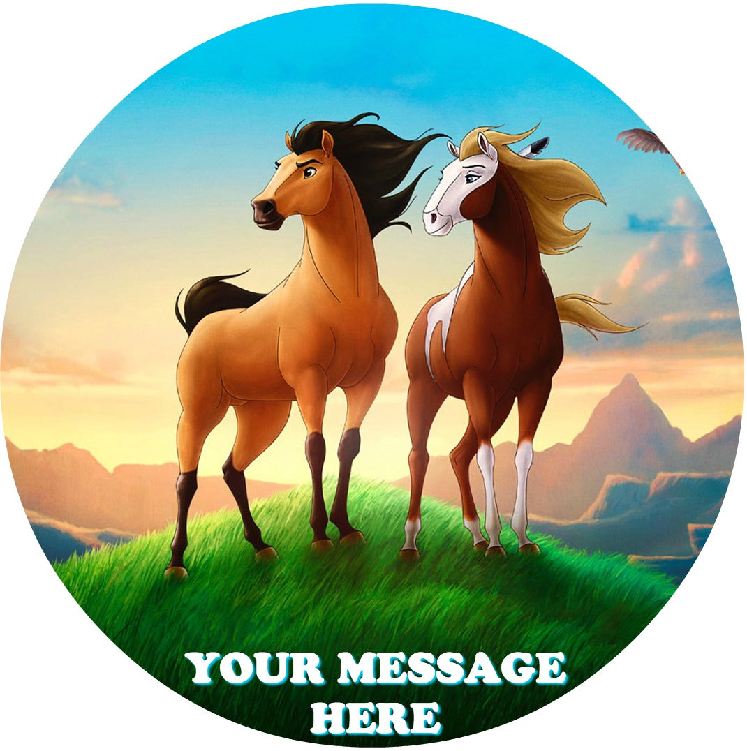Spirit: Stallion of the Cimarron Edible Image Cake Topper Personalized Birthday Sheet Custom Frosting Round Circle
