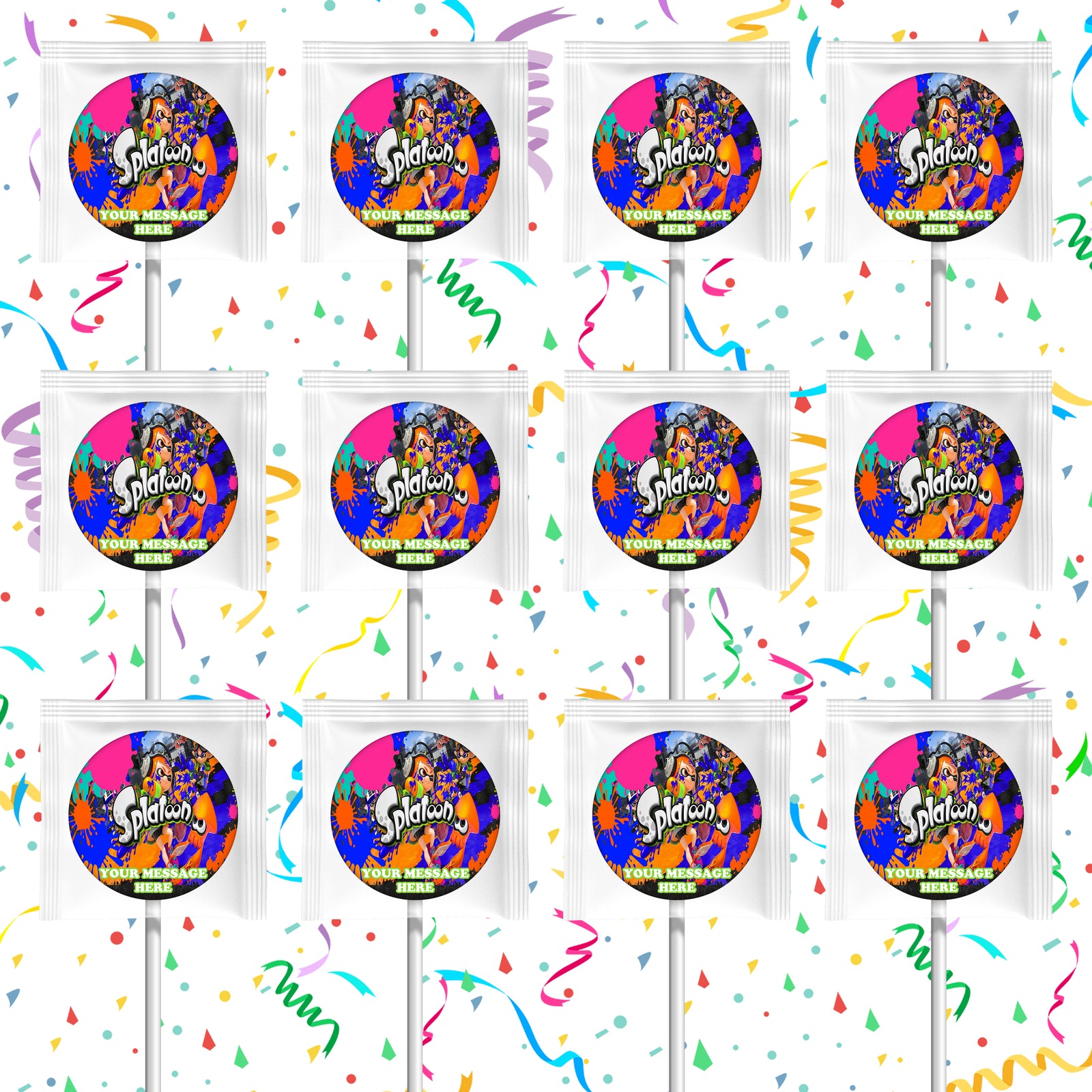 Splatoon Lollipops Party Favors Personalized Suckers 12 Pcs