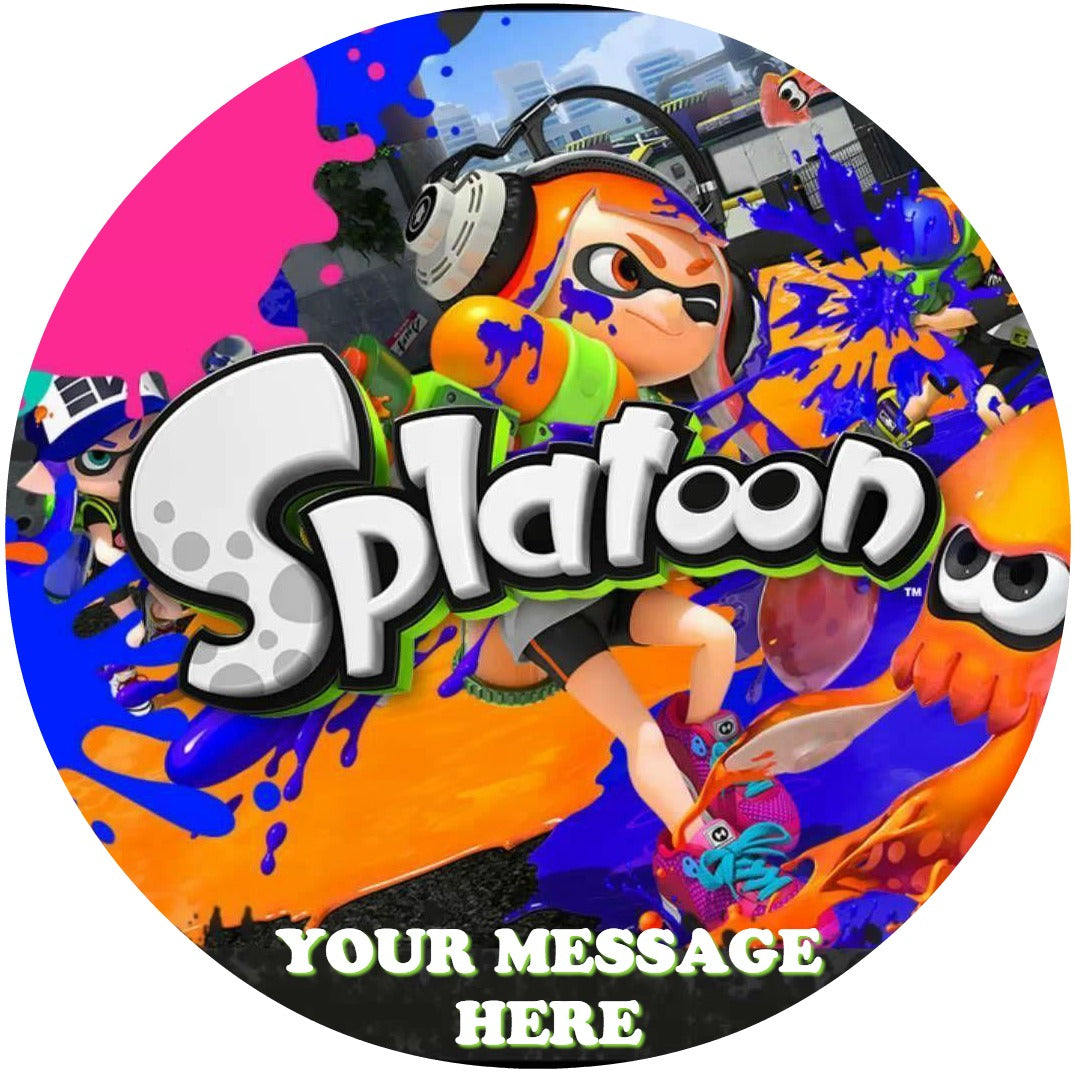 Splatoon Edible Image Cake Topper Personalized Birthday Sheet Custom Frosting Round Circle