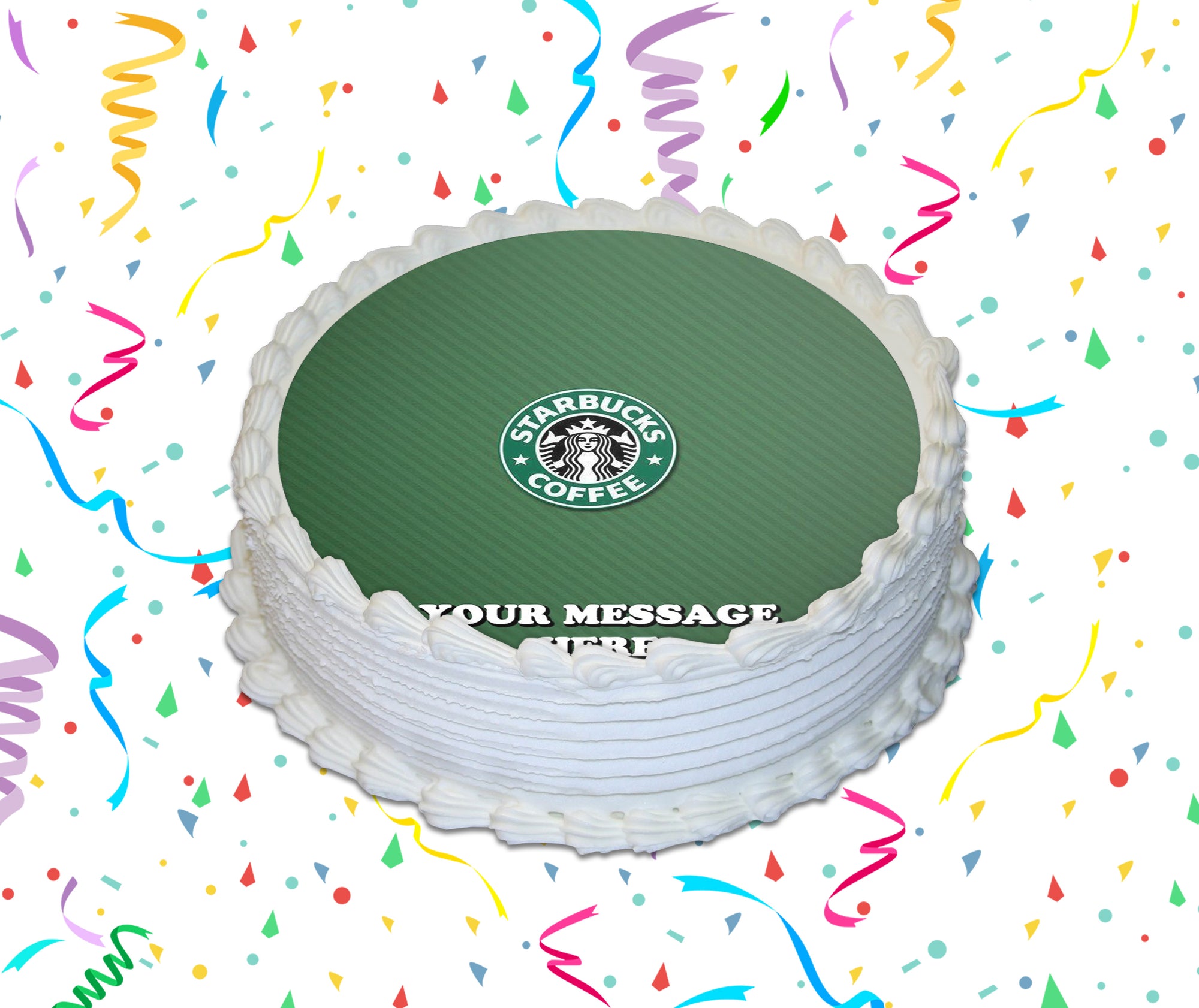 Starbucks Edible Image Cake Topper Personalized Birthday Sheet Custom Frosting Round Circle