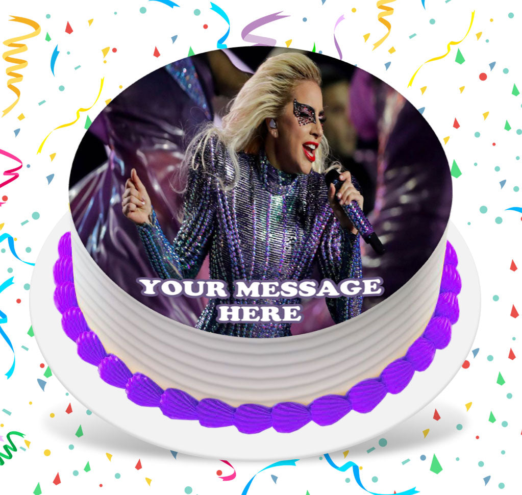 Lady Gaga Edible Image Cake Topper Personalized Birthday Sheet Custom Frosting Round Circle