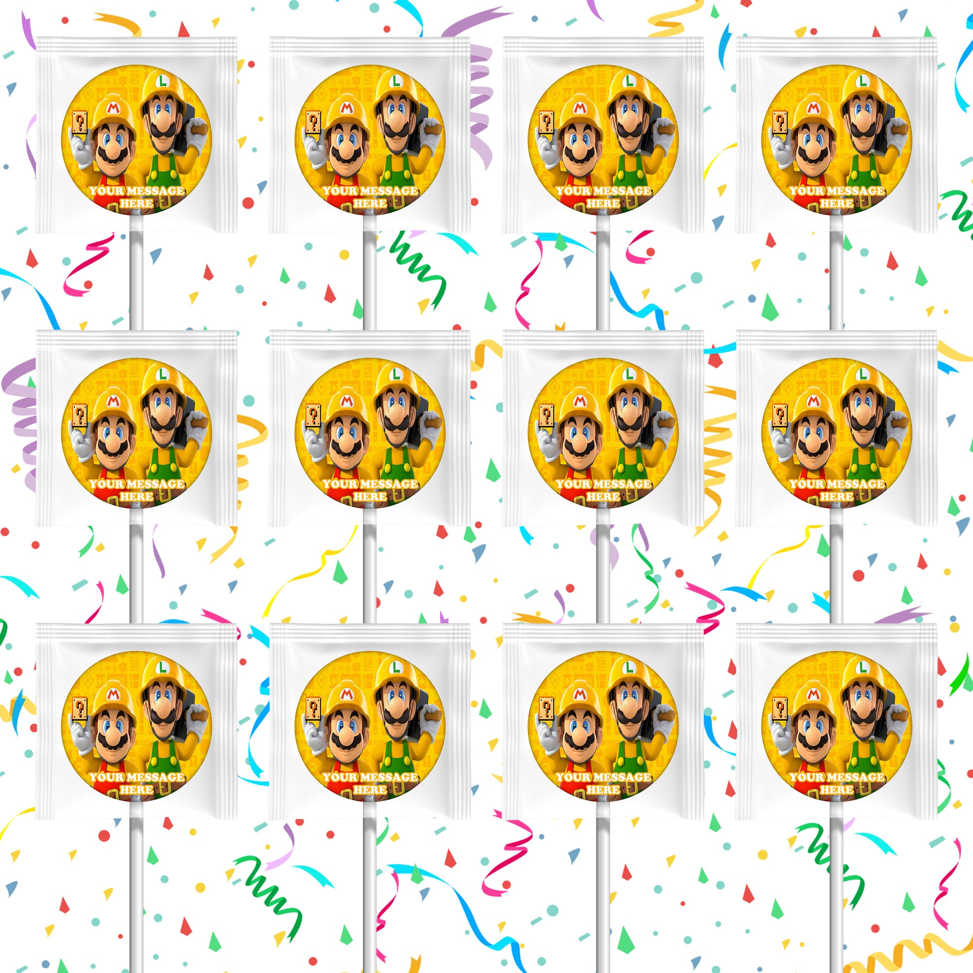 Super Mario Maker Lollipops Party Favors Personalized Suckers 12 Pcs