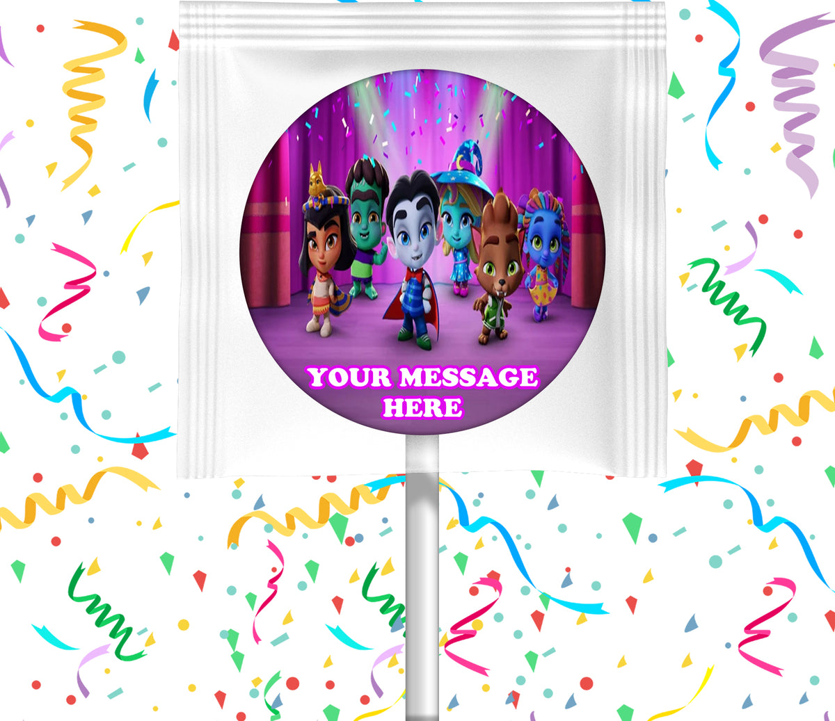 Super Monsters Lollipops Party Favors Personalized Suckers 12 Pcs