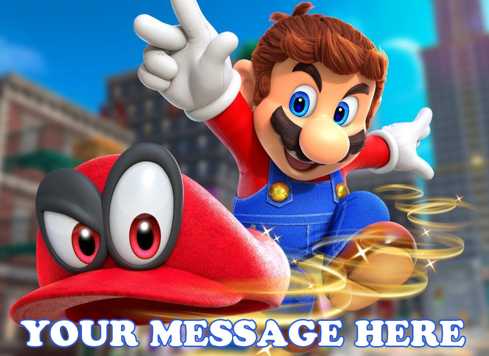 Super Mario Odyssey Edible Image Cake Topper Personalized Birthday Sheet Decoration Custom Party Frosting Transfer Fondant