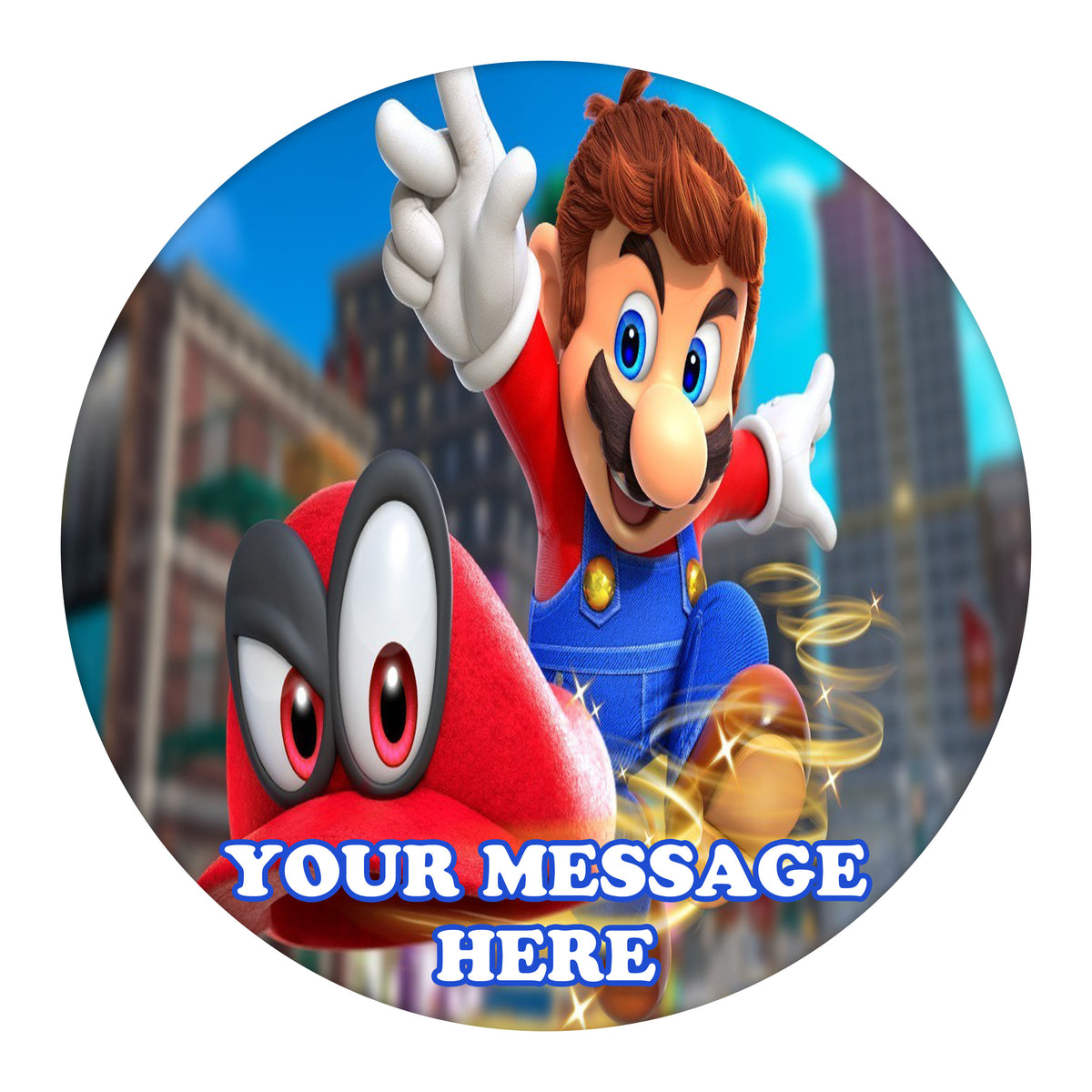 Super Mario Odyssey Edible Image Cake Topper Personalized Birthday Sheet Custom Frosting Round Circle
