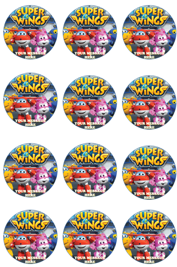 Super Wings Edible Cupcake Toppers (12 Images) Cake Image Icing Sugar Sheet Edible Cake Images