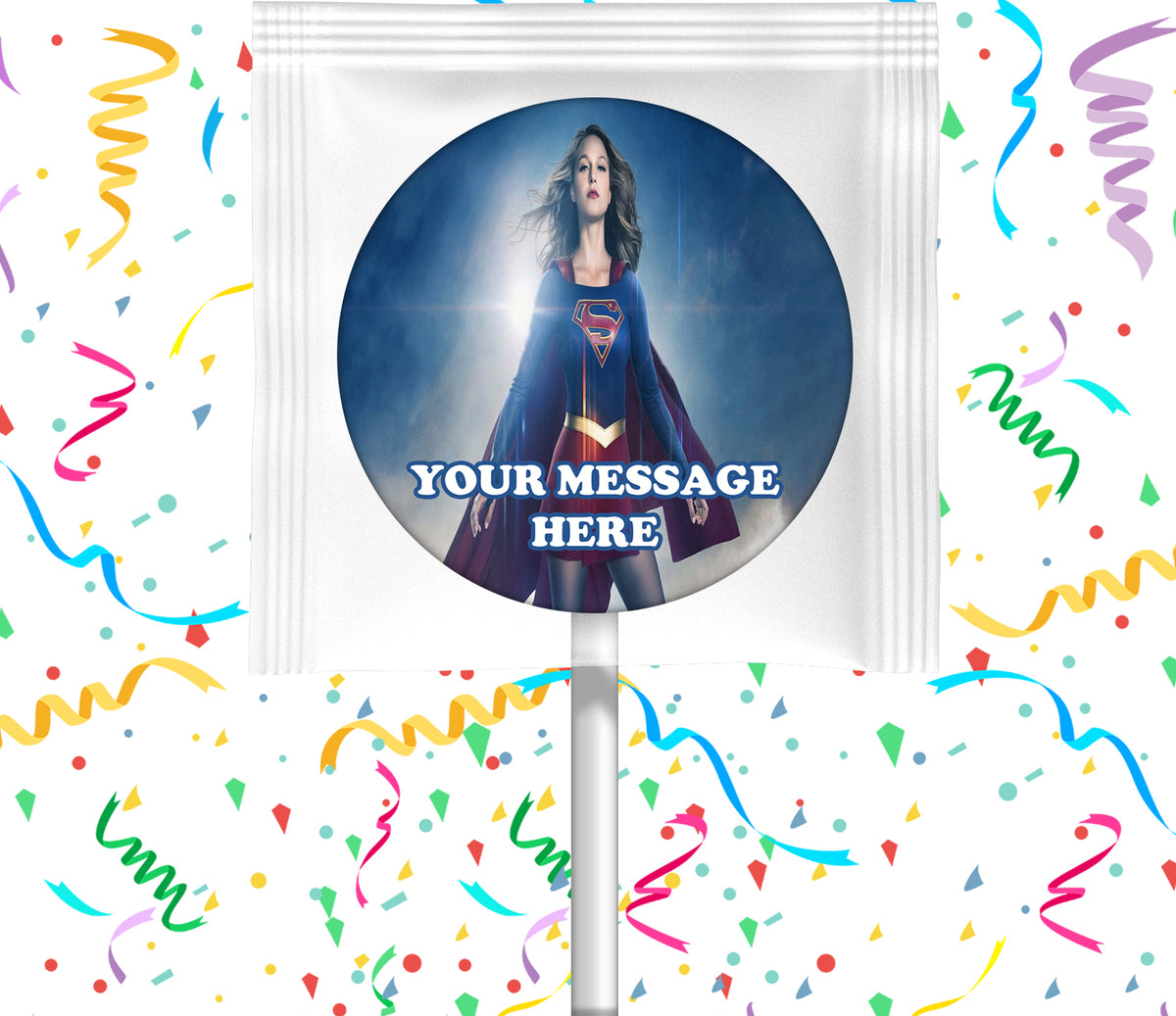 Supergirl Lollipops Party Favors Personalized Suckers 12 Pcs