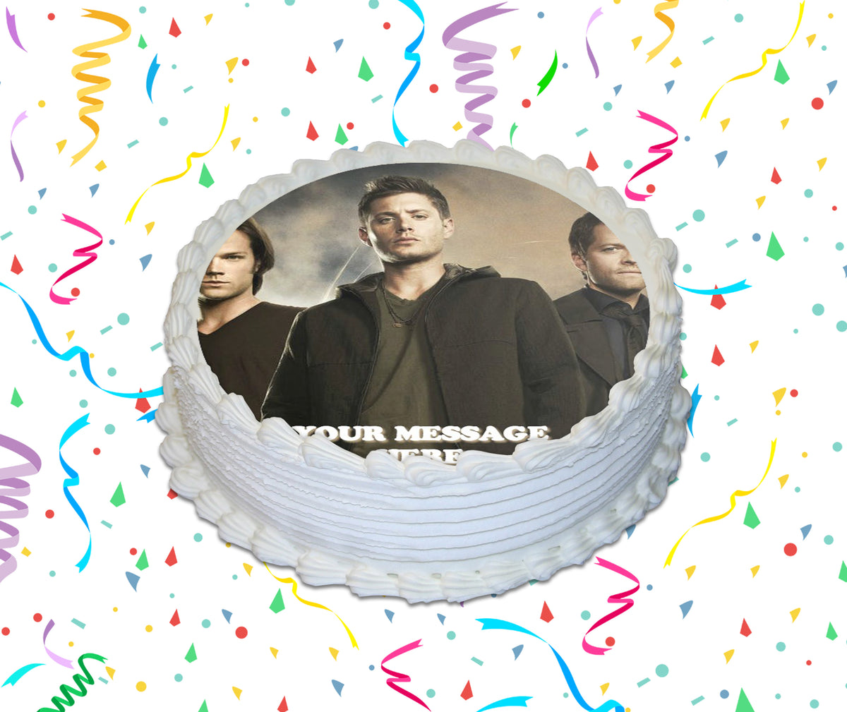 Supernatural Edible Image Cake Topper Personalized Birthday Sheet Custom Frosting Round Circle