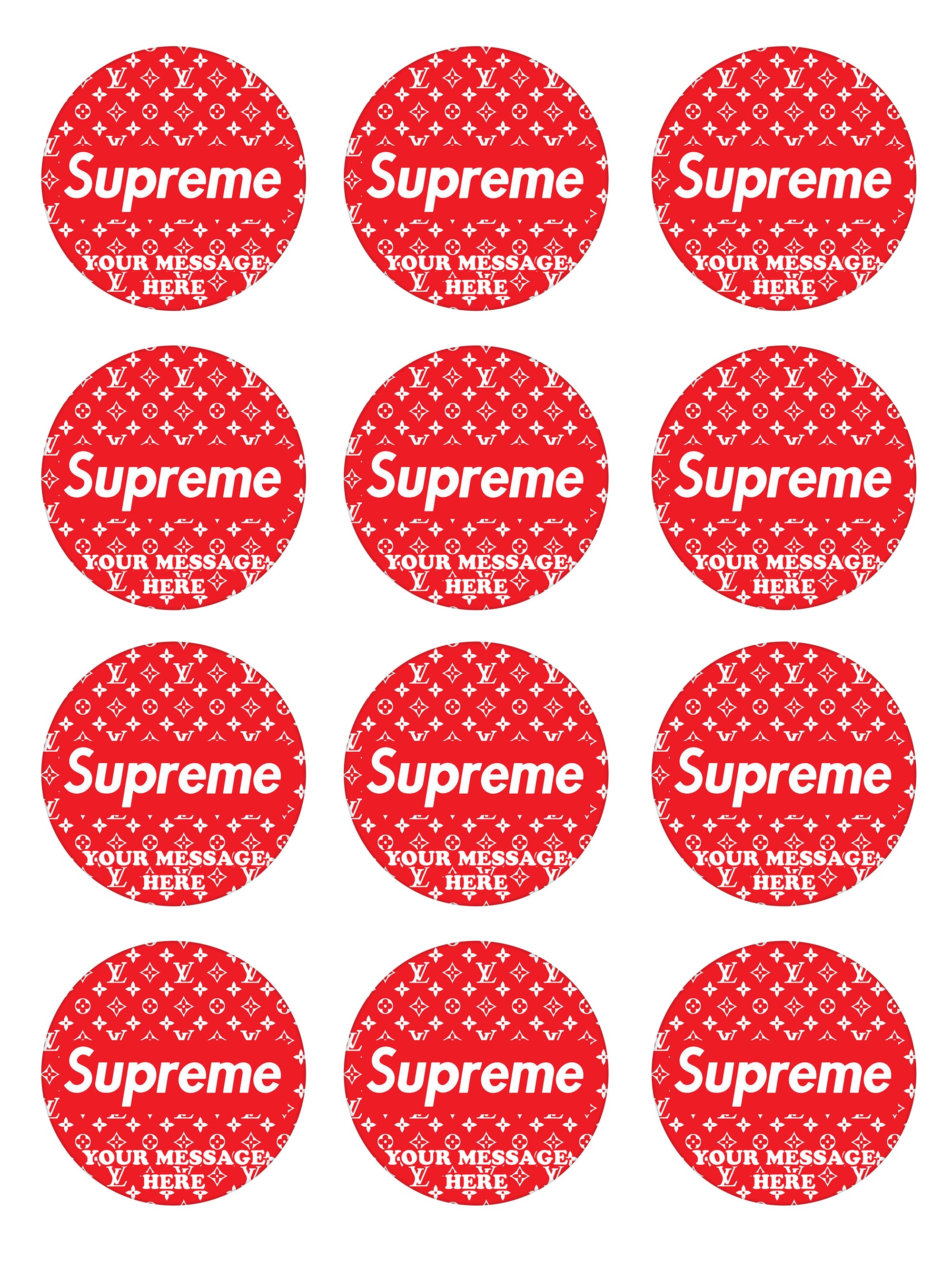 Supreme Clothing Logo Personalized Edible Cake Topper Image ABPID52047