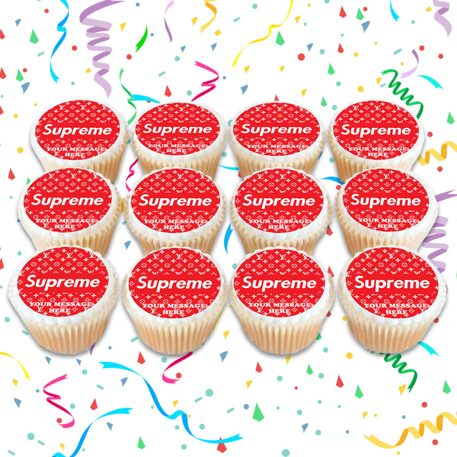 Supreme Edible Cupcake Topper Image Photo Picture