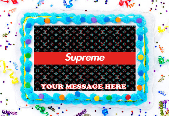 Supreme Edible Image Cake Topper Personalized Birthday Sheet Decoration Custom Party Frosting Transfer Fondant