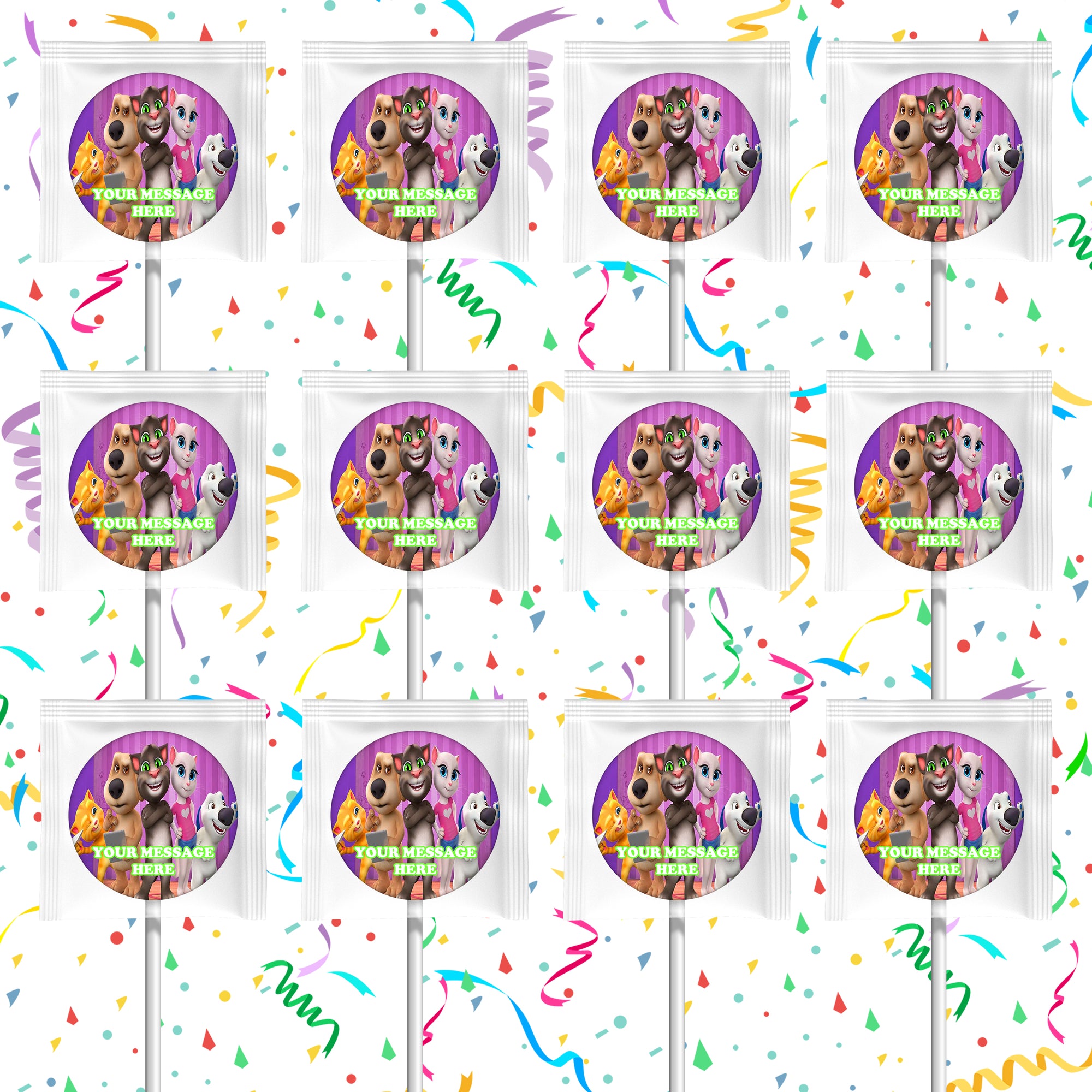 Talking Tom And Friends Lollipops Party Favors Personalized Suckers 12 Pcs