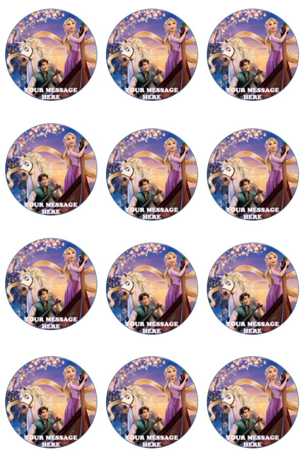 Tangled Edible Cupcake Toppers (12 Images) Cake Image Icing Sugar Sheet Edible Cake Images