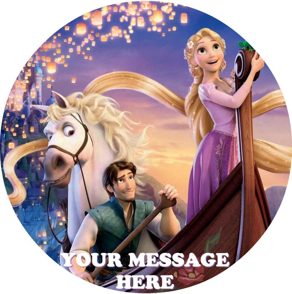 Tangled Edible Image Cake Topper Personalized Birthday Sheet Custom Frosting Round Circle