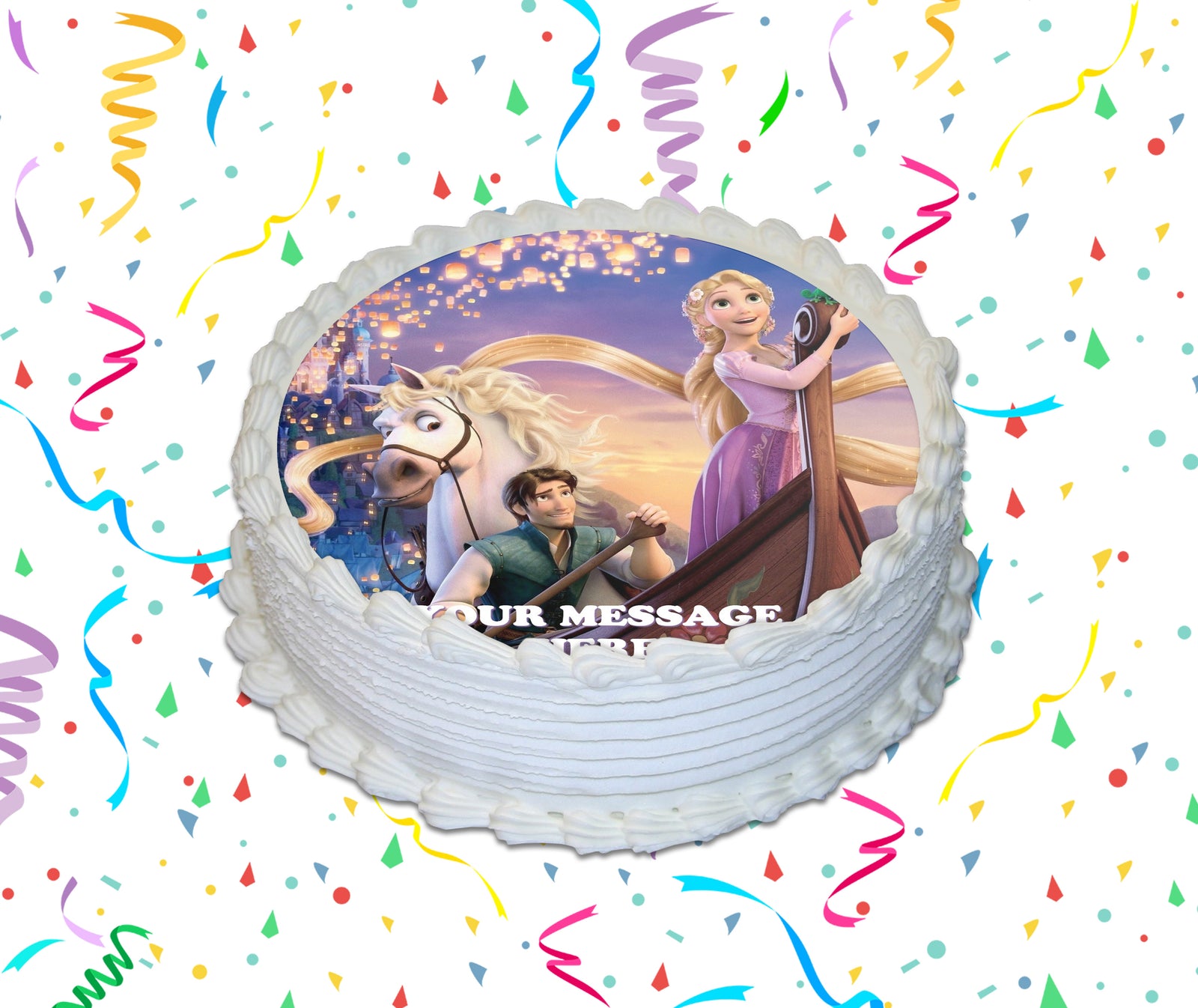 Tangled Edible Image Cake Topper Personalized Birthday Sheet Custom Frosting Round Circle