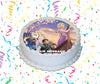 Tangled Edible Image Cake Topper Personalized Birthday Sheet Custom Frosting Round Circle