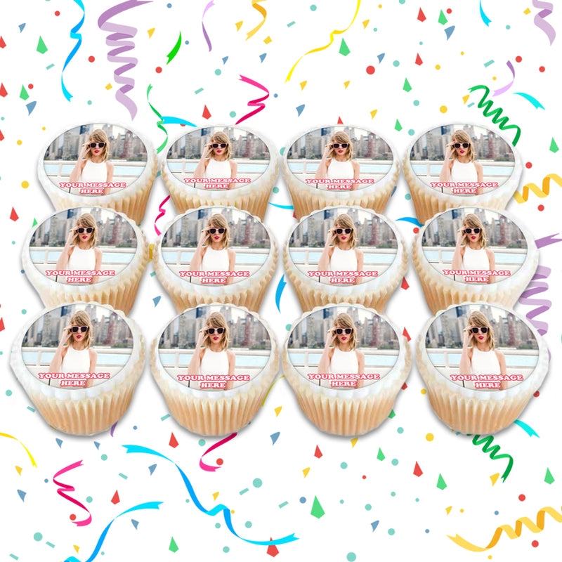 Taylor Swift Edible Cupcake Toppers 12 Images Cake Image Icing Sugar Partycreationz 4872