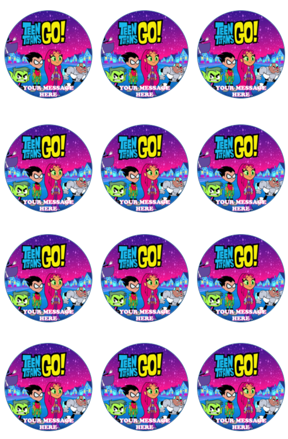 Teen Titans Go! Edible Cupcake Toppers (12 Images) Cake Image Icing Sugar Sheet Edible Cake Images