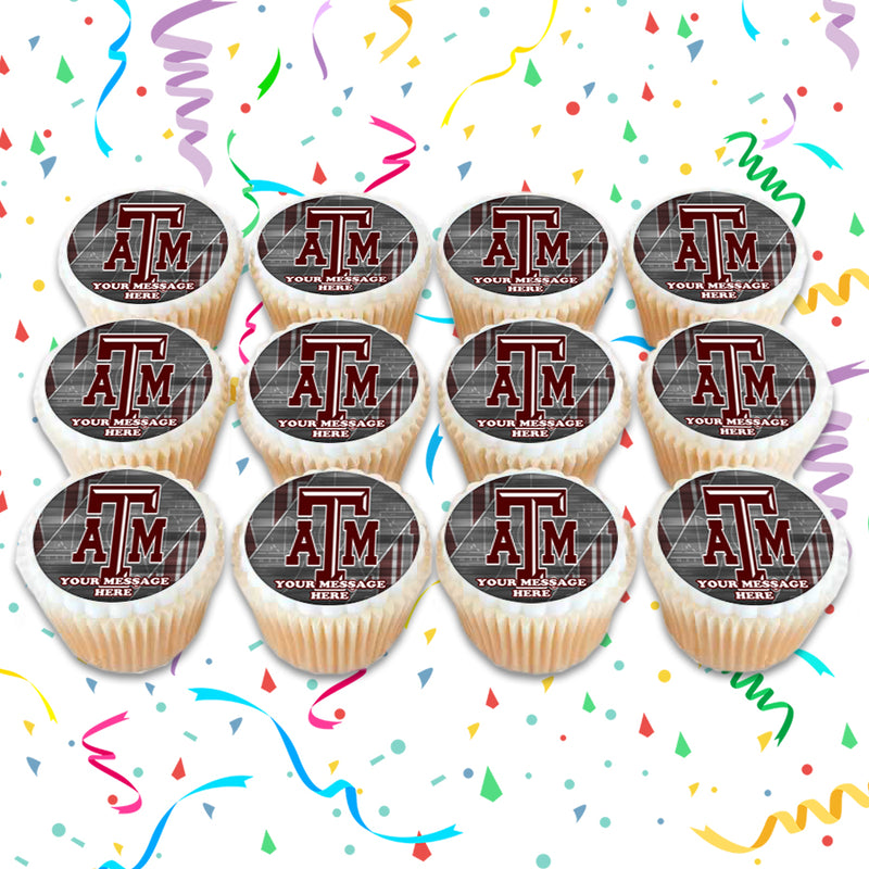 Texas A&M University Edible Cupcake Toppers (12 Images) Cake Image Ici