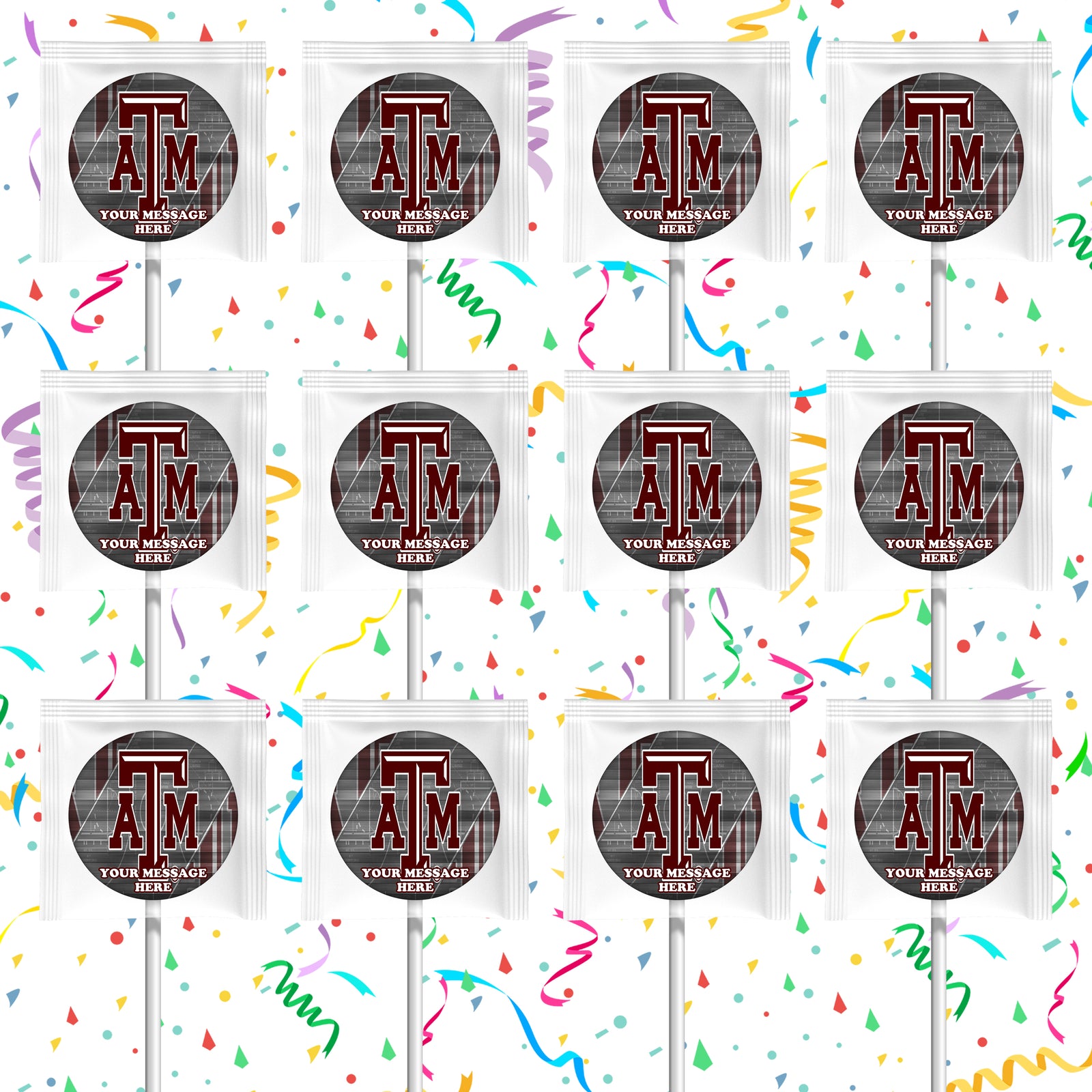 Texas A&M University Lollipops Party Favors Personalized Suckers 12 Pcs