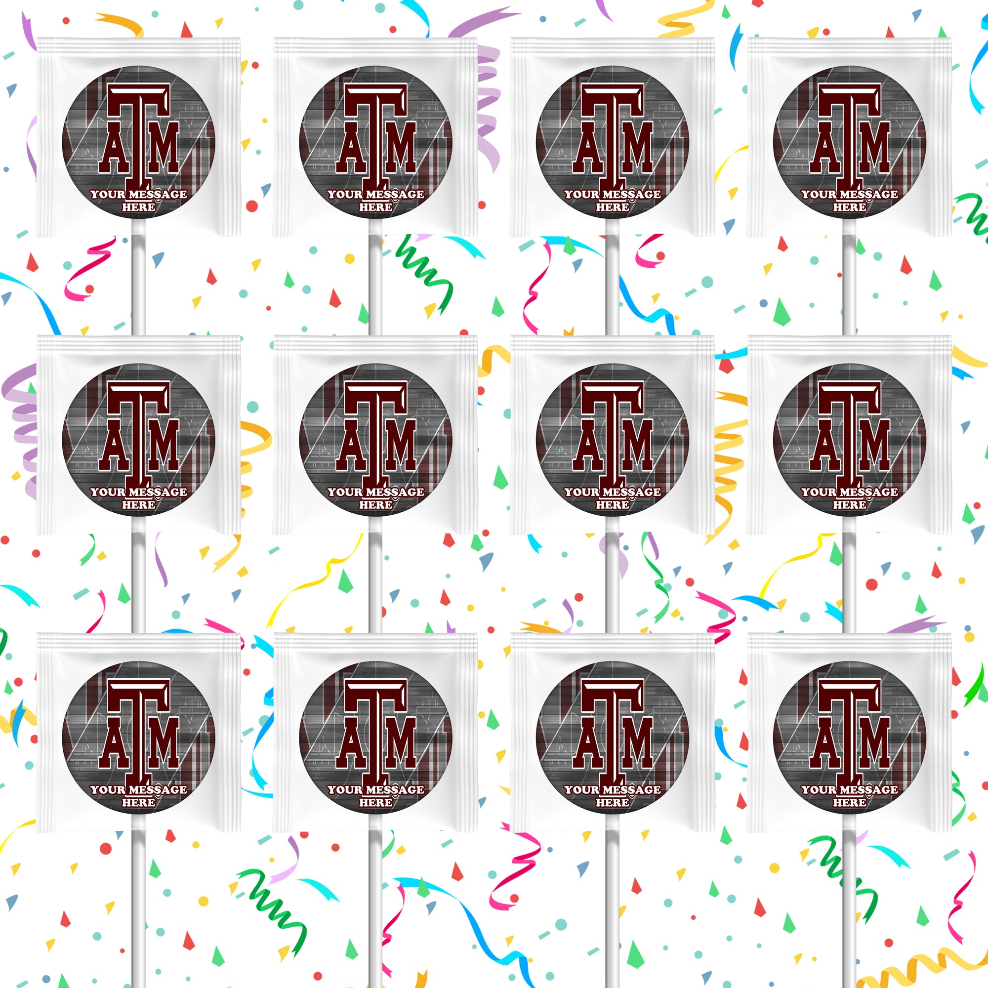 Texas A&M University Lollipops Party Favors Personalized Suckers 12 Pcs