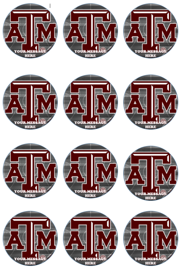 Texas A&M University Edible Cupcake Toppers (12 Images) Cake Image Icing Sugar Sheet Edible Cake Images