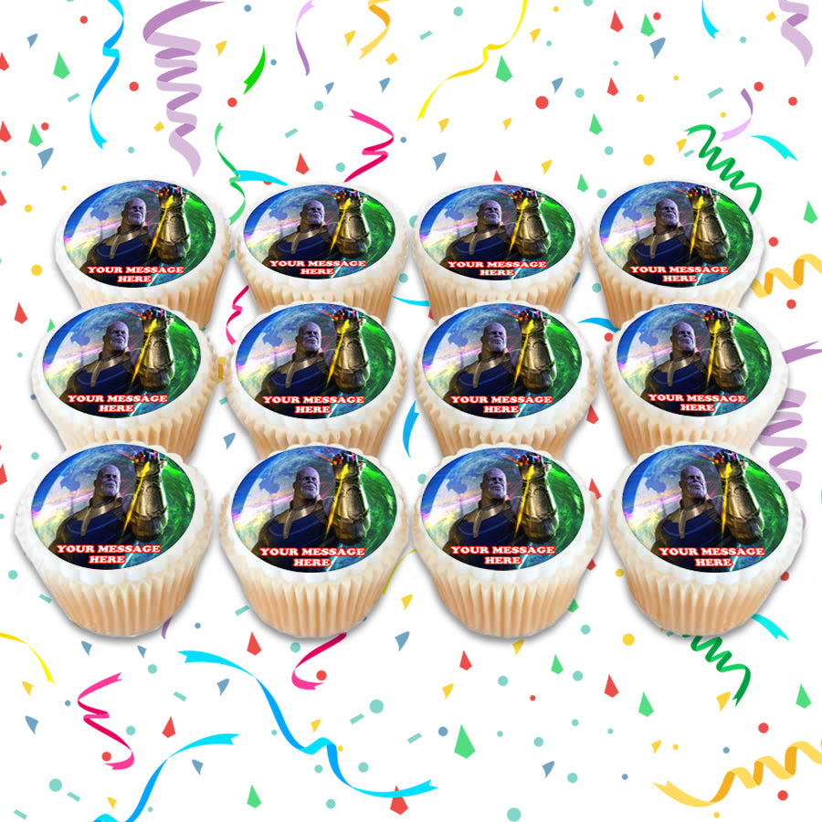 Thanos Edible Cupcake Toppers (12 Images) Cake Image Icing Sugar Sheet -  PartyCreationz