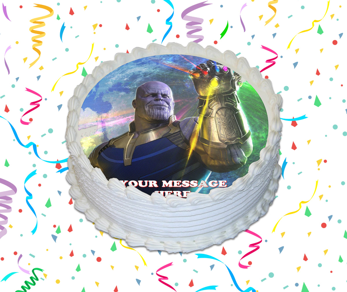 Thanos Edible Image Cake Topper Personalized Birthday Sheet Custom Frosting Round Circle