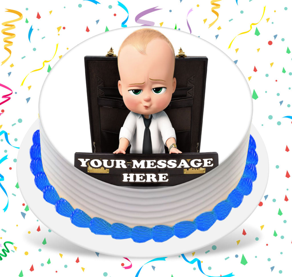 Boss Baby Edible Image Cake Topper Personalized Birthday Sheet Custom Frosting Round Circle