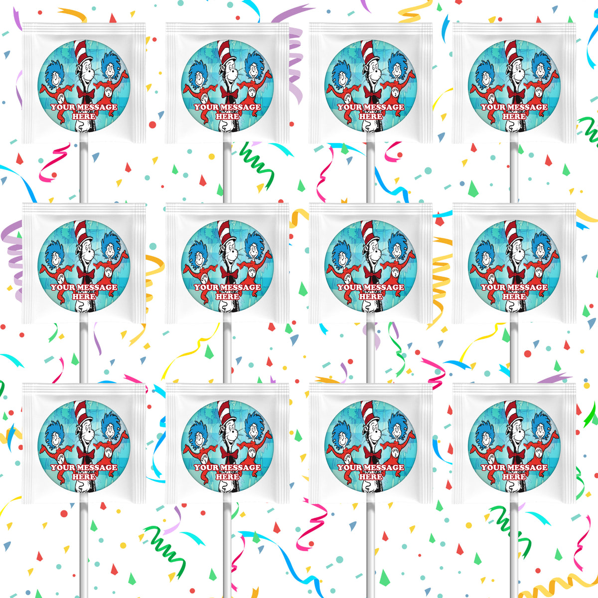 The Cat In The Hat Lollipops Party Favors Personalized Suckers 12 Pcs