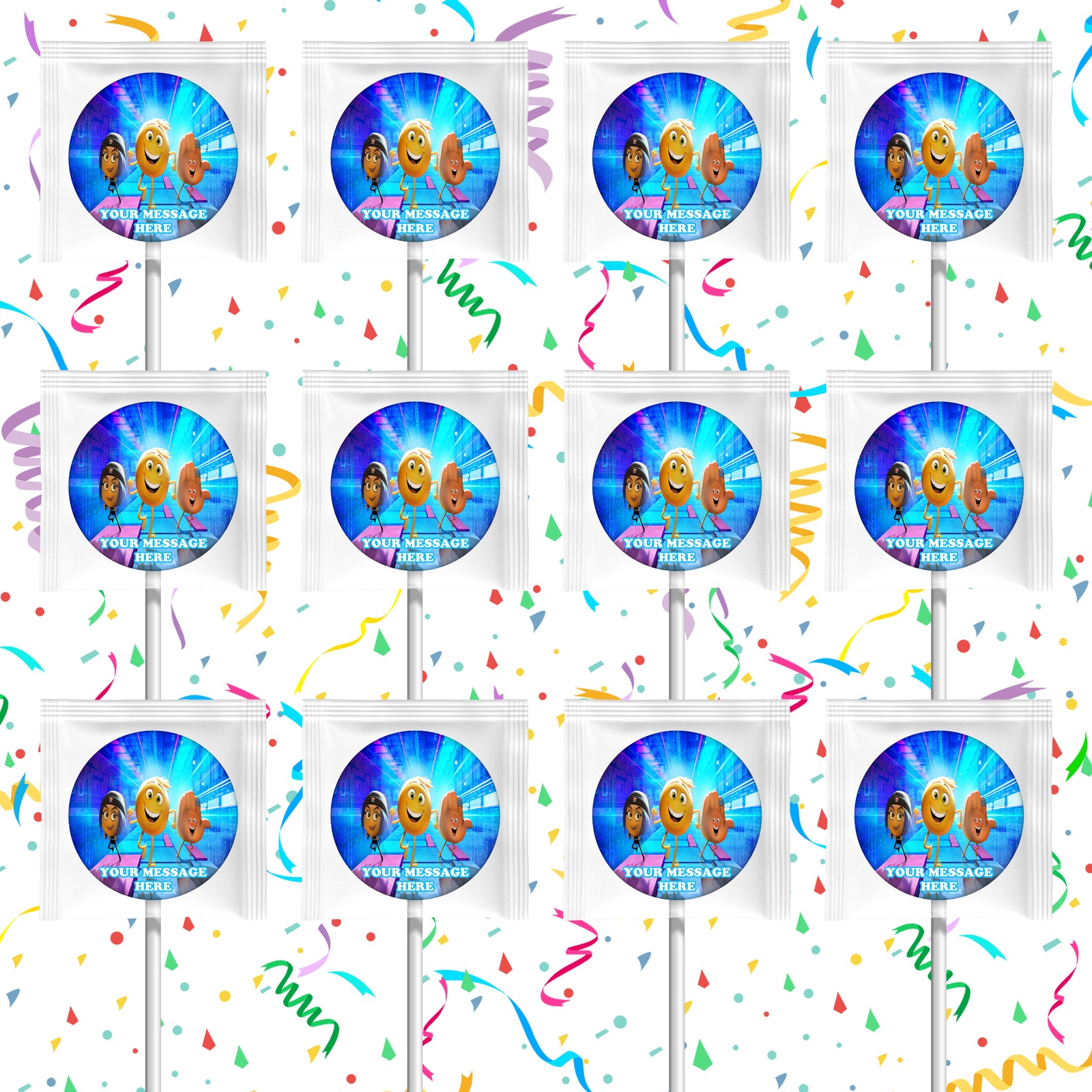 The Emoji Movie Lollipops Party Favors Personalized Suckers 12 Pcs