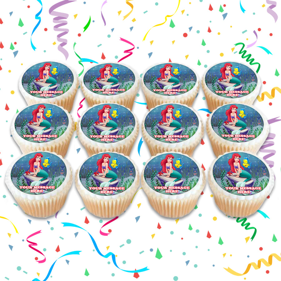 The Little Mermaid Edible Cupcake Toppers (12 Images) Cake Image Icing Sugar Sheet Edible Cake Images