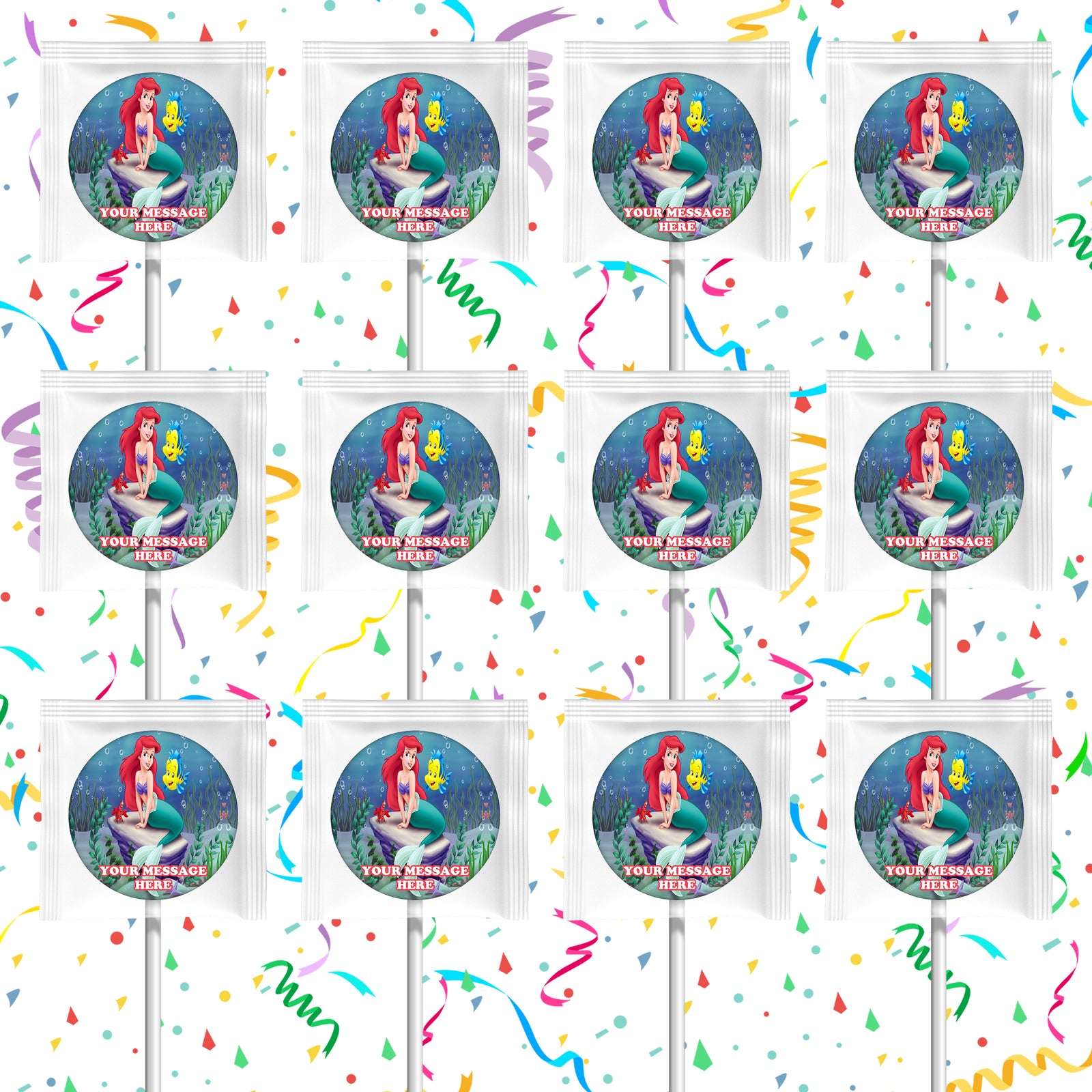 The Little Mermaid Lollipops Party Favors Personalized Suckers 12 Pcs