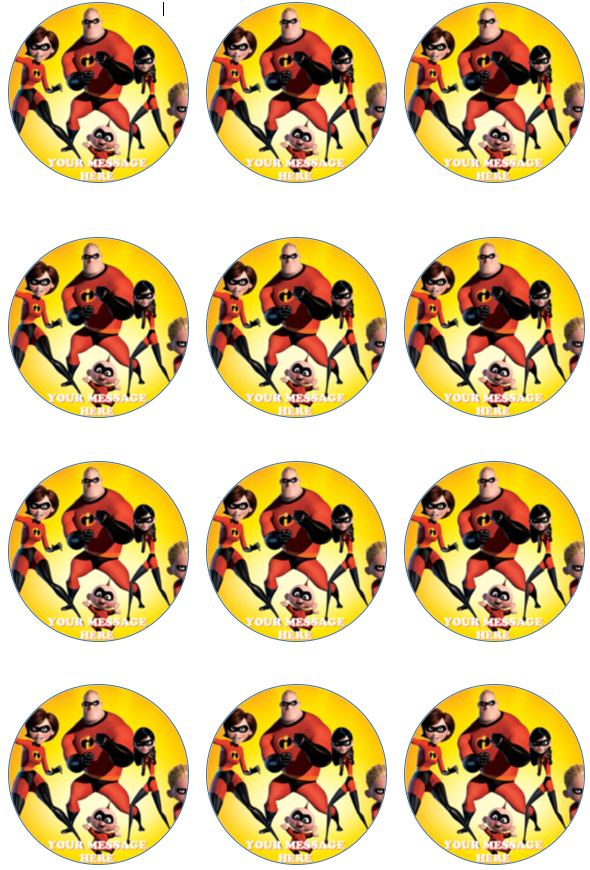 The Incredibles Edible Cupcake Toppers (12 Images) Cake Image Icing Sugar Sheet Edible Cake Images