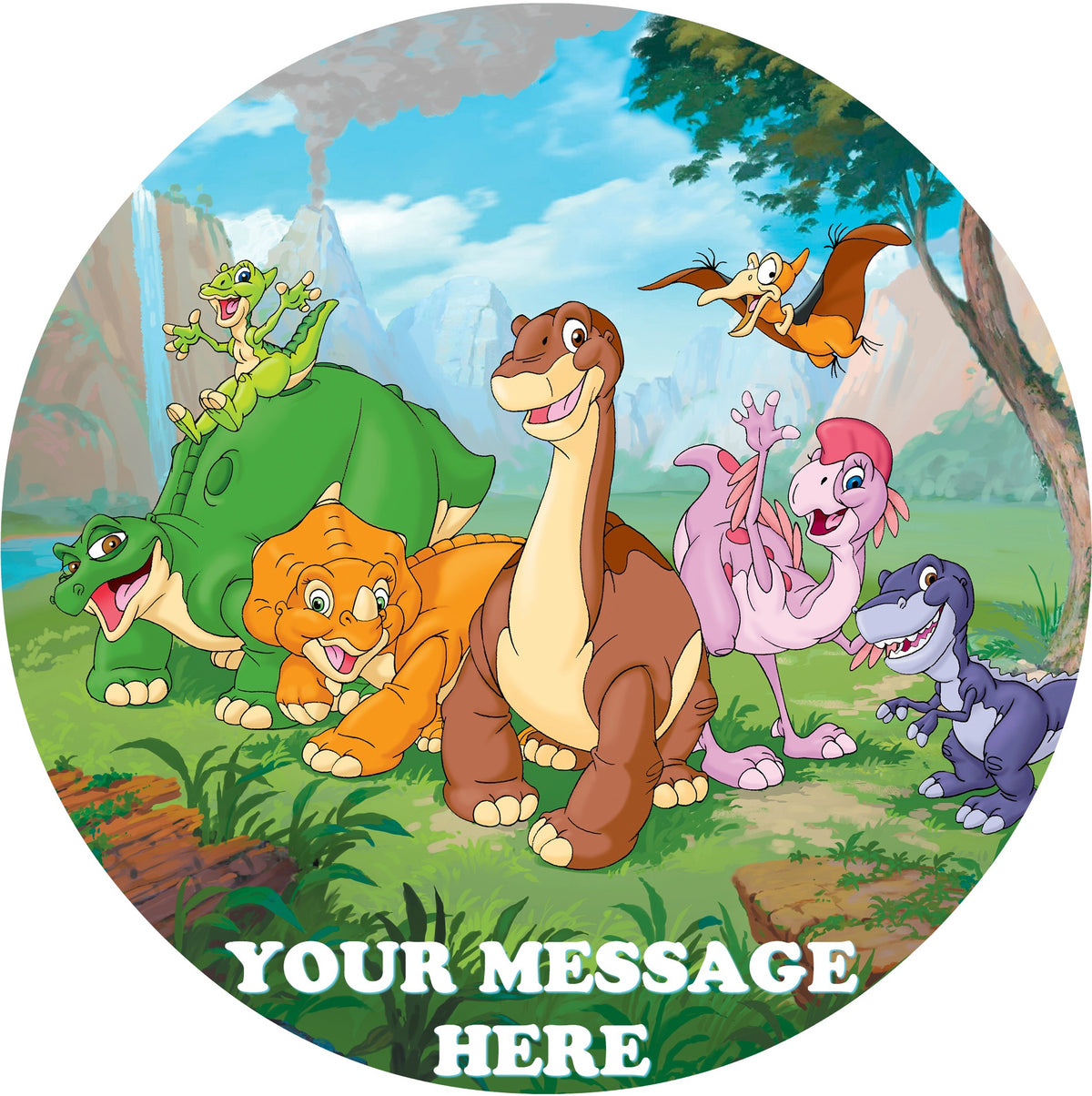The Land Before Time Edible Image Cake Topper Personalized Birthday Sheet Custom Frosting Round Circle