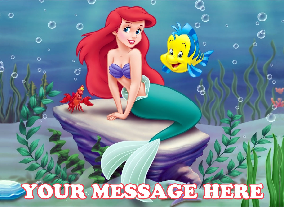 The Little Mermaid Edible Image Cake Topper Personalized Birthday Sheet Decoration Custom Party Frosting Transfer Fondant