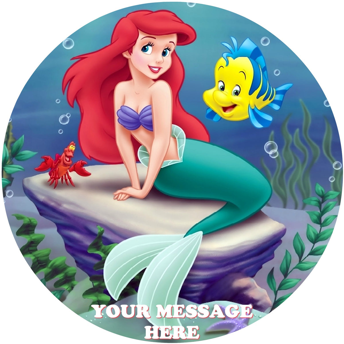 The Little Mermaid Edible Image Cake Topper Personalized Birthday Sheet Custom Frosting Round Circle