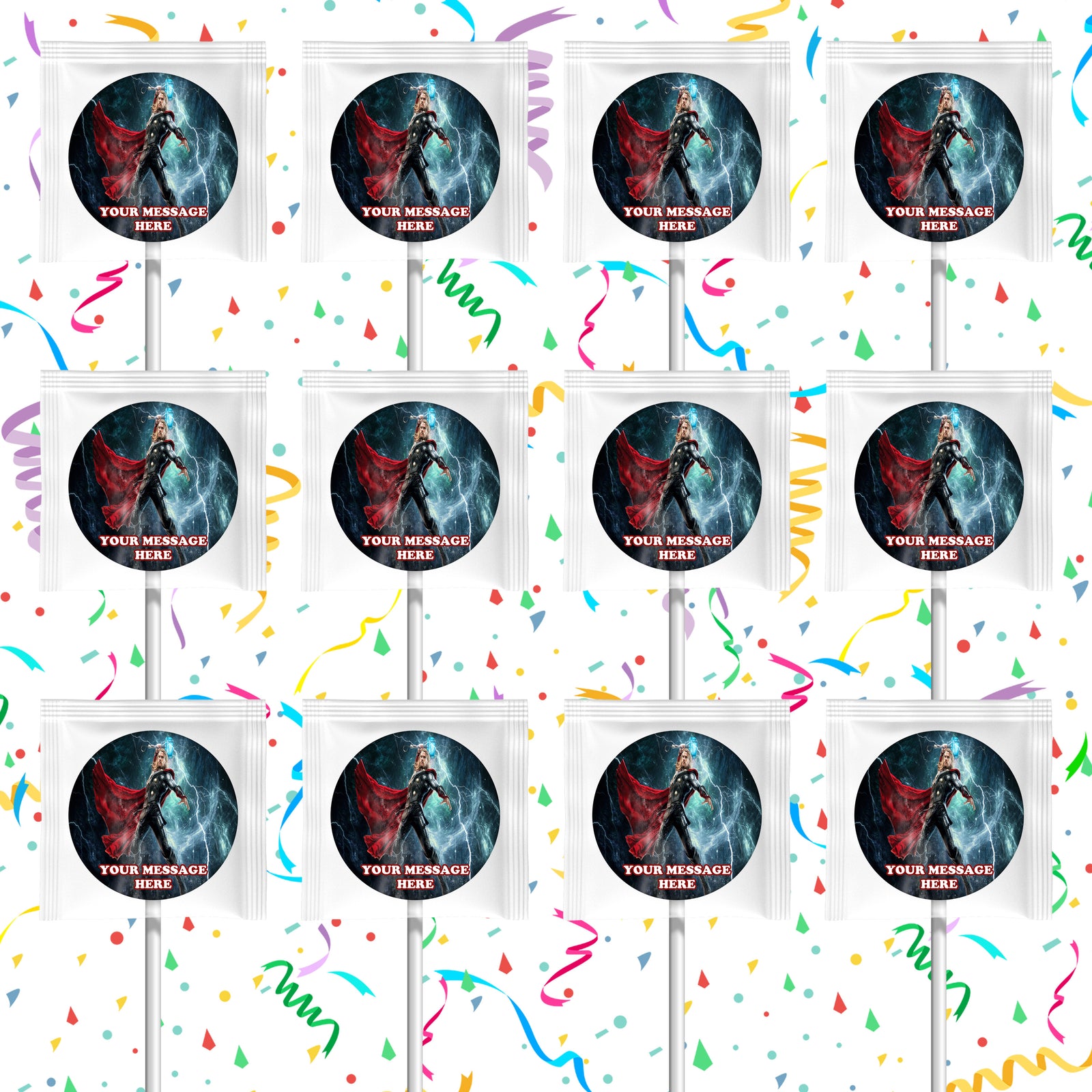 Thor Lollipops Party Favors Personalized Suckers 12 Pcs