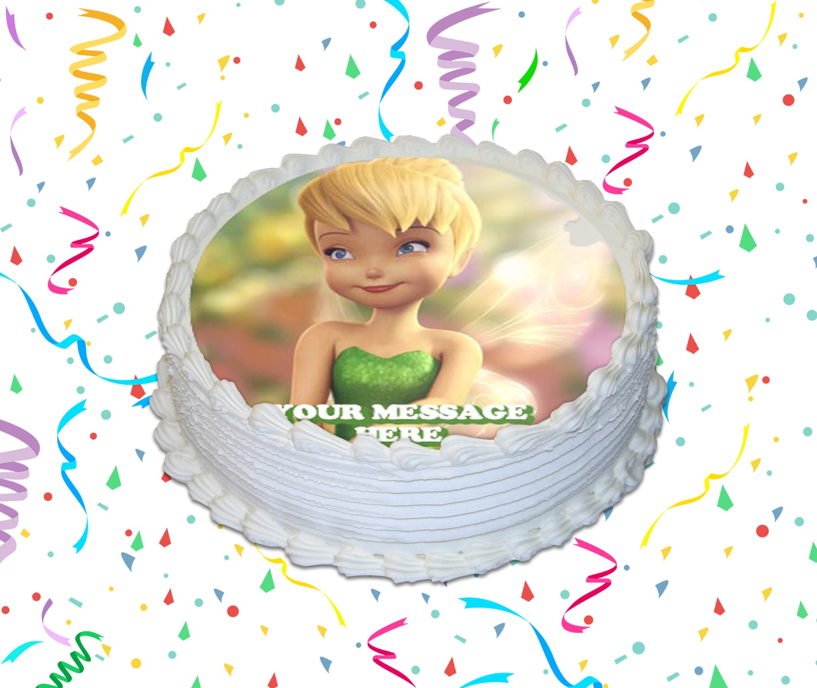 Tinker Bell Edible Image Cake Topper Personalized Birthday Sheet Custom Frosting Round Circle