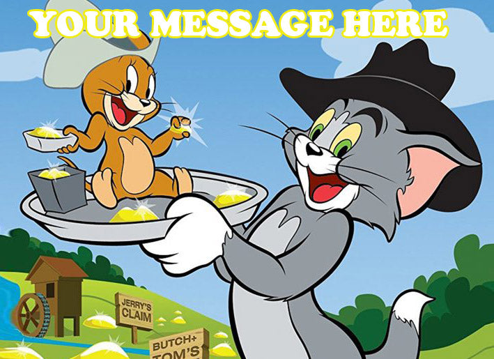 Tom And Jerry Edible Image Cake Topper Personalized Birthday Sheet Decoration Custom Party Frosting Transfer Fondant