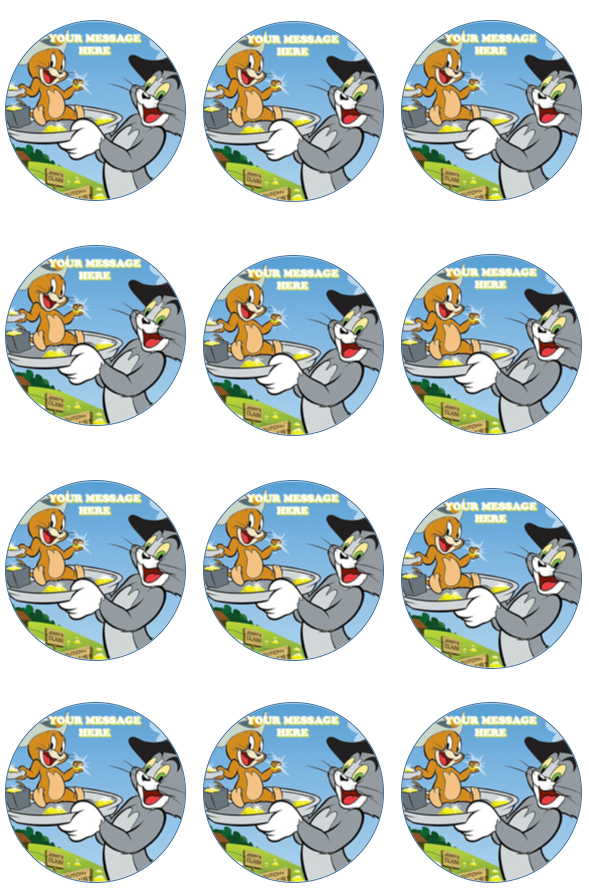 Tom And Jerry Edible Cupcake Toppers (12 Images) Cake Image Icing Sugar Sheet Edible Cake Images