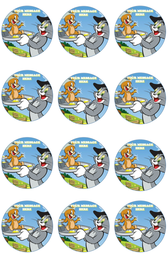 Tom And Jerry Edible Cupcake Toppers (12 Images) Cake Image Icing Suga -  PartyCreationz