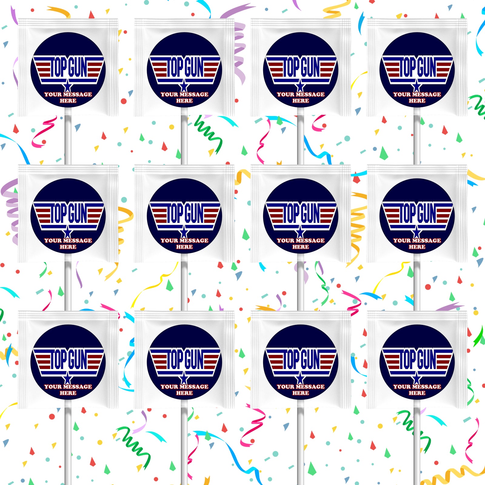 Top Gun Lollipops Party Favors Personalized Suckers 12 Pcs